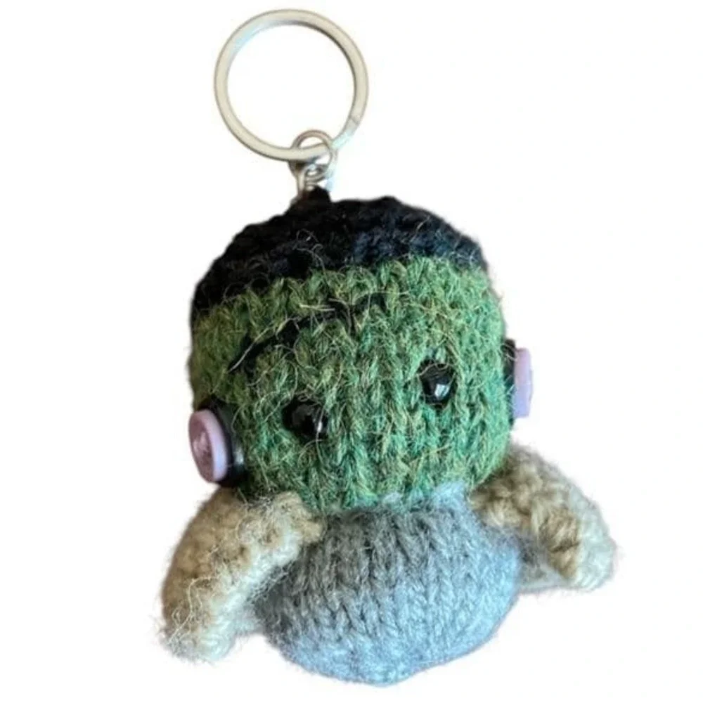 Frankenstein's Monster Keychain Bag Charms Keyring Halloween Accessory Knit Doll